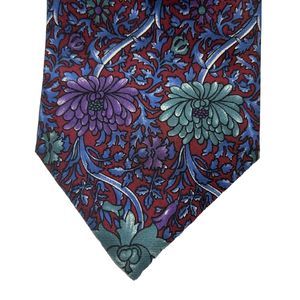 Christian Dior Monsieur 70’s Men’s Silk Floral Neck Tie Blue Purple WPL125